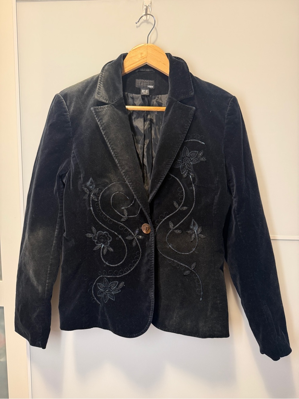 Vintage Y2K H&M Green Velvet Embroidered Blazer Jacket